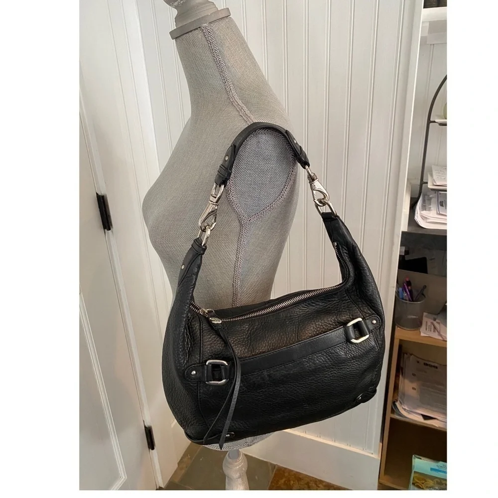 COLE HAAN BLACK PEBBLED LEATHER HOBO SHOULDER BAG